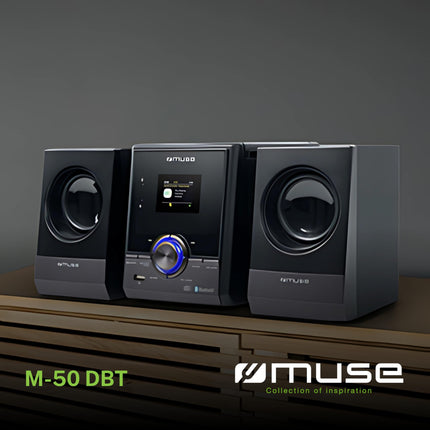 Muse stereo system, compact system with CD player &amp; DAB radio, mini stereo system with 2 speakers, music system with FM/DAB/DAB+ digital radio, Bluetooth &amp; AUX, MP3 &amp; Spotify, compact music system