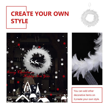 Uonlytech White Feather Garland. White Feather Wreath Christmas Wreath for Front Door Feather Wreath with LED Lights for Indoor Outdoor Halloween Party Decorations Christmas Wreath with Lights
