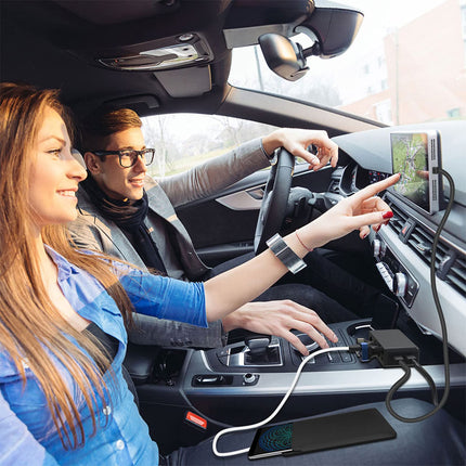 (7 in 1) Cigarette Lighter Splitter Car Adapter 12V: 120W Car Charger 3 Socket 24V Multiple Splitter DC with LED Voltmeter Switch 4 USB Ports 6.8A for all Cell Phones GPS Car Camera etc.