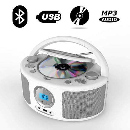 WISCENT Portable CD Radio Boombox (CD Player, Boomboxes, FM Radio, USB, Headphone Jack, AUX-In), CD Player for Children and Adults