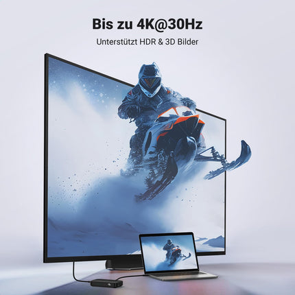 UGREEN HDMI 1.4 lüliti 4K 3 sisse 1 väljundiga HDMI jaotur HDMI jaotur kaugjuhtimispult HDMI lüliti toetab 4K, 3D ja HDR-i teleripulga, teleri, arvuti, mängukonsooli, lüliti, PS5/4, Xboxi ja Blu-Ray mängija jaoks.