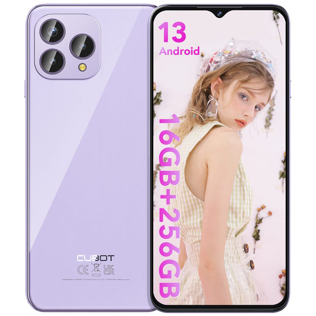 CUBOT P80 – 6,5-tolline FHD+ nutitelefon, 8 GB ja 256 GB, 48 MP kolmekordne kaamera, 5200 mAh aku, Android 13, kaheksatuumaline protsessor, lilla värv
