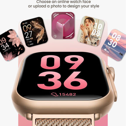 RUXINGX Smartwatch Women with 1000mAh Battery, 100 Days Ultra-Long Standby, 1.83" Fitness Tracker Heart Rate/SpO2/Sleep, 120+ Sports Modes, IP68 Fitness Watch Phone Function Pedometer Android iOS Gold