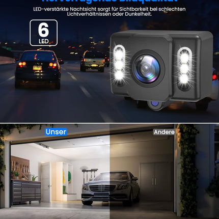 AUTO-VOX OEM Rear View Camera Car: 6 LED Super Night Vision IP69K Waterproof Rear View Camera Retrofit, Universal 1080P Rear View Cameras for Motorhome Car SUV Truck Van