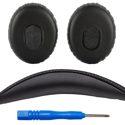 AHG Accessory House Global QC3 kõrvapadjad/kõrvapealsed kõrvapadjad ja V2 QC3 peavõrupadjad/kõrvapealsed peavõrupadjad, mis ühilduvad Bose QuietComfort 3 (QC3) ja Bose On-Ear 1 (OE1) kõrvaklappidega (mustad)