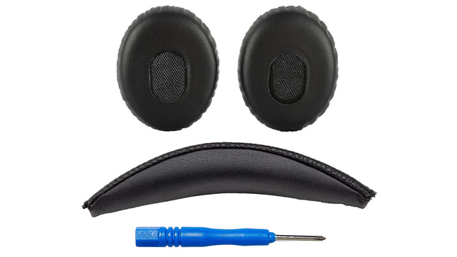 AHG Accessory House Global QC3 kõrvapadjad/kõrvapealsed kõrvapadjad ja V2 QC3 peavõrupadjad/kõrvapealsed peavõrupadjad, mis ühilduvad Bose QuietComfort 3 (QC3) ja Bose On-Ear 1 (OE1) kõrvaklappidega (mustad)