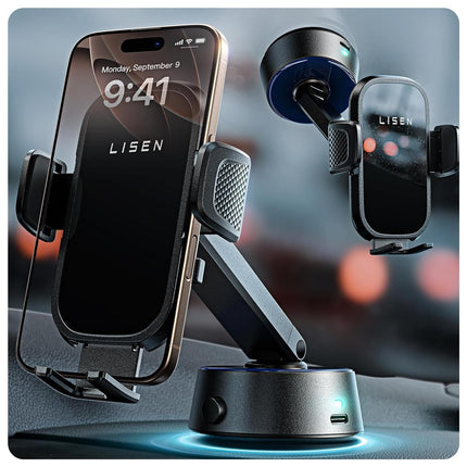 LISEN autotelefoni hoidik telefonihoidik autosse kinnitatav mobiiltelefon - [automaatne adsorptsioon] vaakumtelefoni hoidik auto elektriline iminapp auto mobiiltelefoni laadimisjaamad iPhone 16 15 Samsung Huawei Xiaomi jaoks