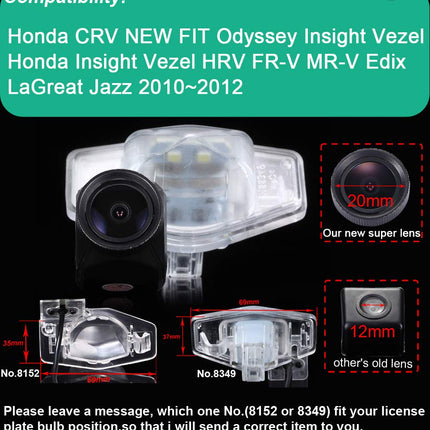 Karakus Car License Plate Rear View Camera Night Vision Camera Parking Assistance Reversing System for CRV New FIT Odyssey Insight Vezel HRV FR-V MR-V Edix LaGreat Jazz