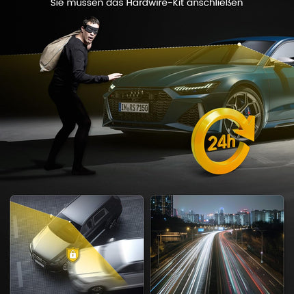 GKU auto armatuurlaud, esi-taga, 4K/2.5K puutetundliku ekraaniga 3.18 tolli, GPS 5G Wi-Fi armatuurlaud, topelt autokaamera, 64GB SD-kaart, parkimise jälgimine, WDR, 170° lainurk, G-andur, tsükkelsalvestus, max 256GB