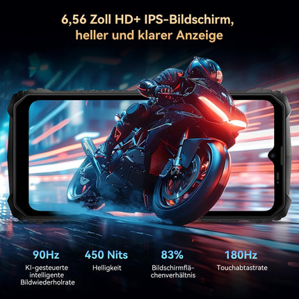 OSCAL Marine 1 Gemini AI 2.0 Outdoor Handy Ohne Vertrag Android 15, 12GB+128GB/2TB TF Outdoor Smartphone, 6.56" HD+ 90Hz, 16MP+8MP AI Kamera Baustellenhandy, IP69K Wasserdicht, Dual SIM 4G/NFC/OTG/GPS
