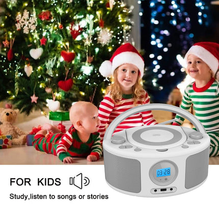 WISCENT Portable CD Radio Boombox (CD Player, Boomboxes, FM Radio, USB, Headphone Jack, AUX-In), CD Player for Children and Adults