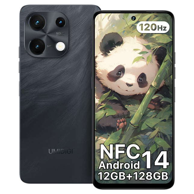 UMIDIGI Note 100 mobiiltelefon, Android 14 nutitelefon ilma lepinguta, 120Hz kaheksatuumaline, 12(6+6) GB + 128GB mobiiltelefon ilma lepinguta, 6,8 tolli, 50MP, näo- ja sõrmejäljelugeja, NFC, 5000mAh, GPS, kahe SIM-kaardiga nutitelefon