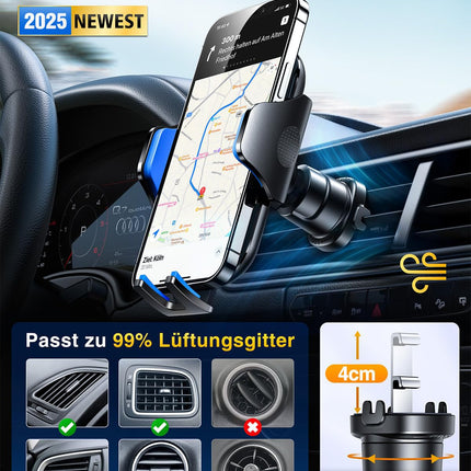 VANMASS Car Phone Holder Upgrade Patent Car Phone Holder Car Ventilation Silicone Protection 100% Stable Car Phone Holder with Hook 360° Rotatable Car Smartphone Holder for iPhone Samsung Huawei, Blue