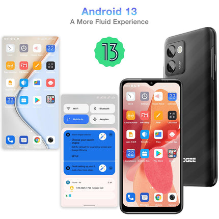 DOOGEE N50 Pro lukustamata nutitelefon [2024. aasta väljalase], 20 GB RAM 256 GB ROM (1 TB TF-kaart), Android 13 nutitelefon, 6,52" HD+ lukustamata telefon, kaheksatuumaline, 50MP+8MP, 4G kahe SIM-kaardi/näotuvastuse/sõrmejäljelugejaga, 4200mAh aku