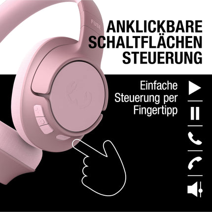 Fresh 'N Rebel Clam Fuse Bluetooth kõrvaklapid hübriidse aktiivse mürasummutusega, ENC mikrofoniga (täiuslikud kõned), juhtmevabad kõrvaklapid ümbritseva režiimiga, 45 tundi mänguaega (roosa)