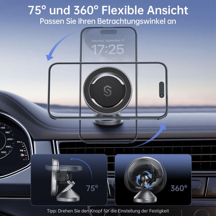 SYNCWIRE MagSafe autohoidik - painduv pöörlev magnetiline telefonihoidik armatuurlauale, tugevad magnetid, autotelefonihoidik, universaalne, ühildub iPhone'i, Samsungi, Pixeli ja MagSafe'iga