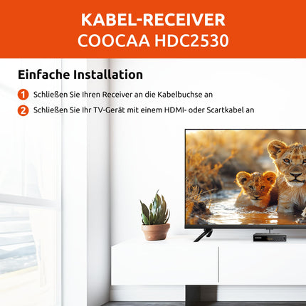 COOCAA - Digitaalne HD-kaabelvastuvõtja HDC2530 - Televiisori vastuvõtja Full HD televisioonile - ekraaniga - Dolby Audio - HDMI-kaabliga - USB- ja SCART-pordid - Kasutajasõbralik menüü - must