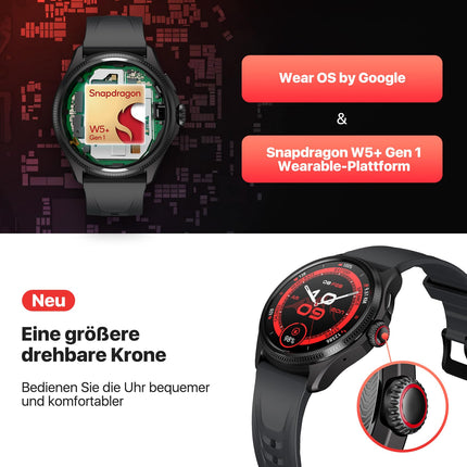 Ticwatch Pro 5 Enduro nutikell meestele Android Wear OS nutikell 90h aku 110+ treeningrežiimi 7/24 pulss 5ATM GPS kompass Ei ühildu iPhone'iga