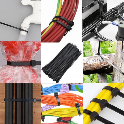 Cable Ties, Black, 100 Pack, 300 mm x 3.6 mm, 18 kg Tensile Strength, UV-Resistant, Nylon Plastic, Self-Locking, Large, Heavy-Duty, Cable Wrap for Tidy Wires, Home, Workshop