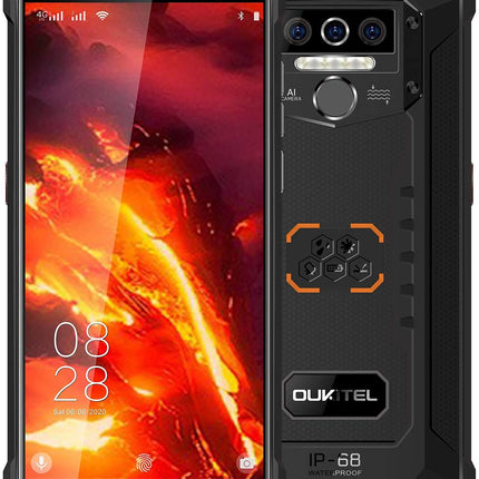 OUKITEL WP5 PRO 4G Outdoor Smartphone without Contract, 8000mAh Battery, 4 LED Flash, Android 10 Rugged Phone IP68, Helio A25 4GB + 64GB, 13MP + 2MP + 2MP, Face ID, GPS DUAL SIM Orange