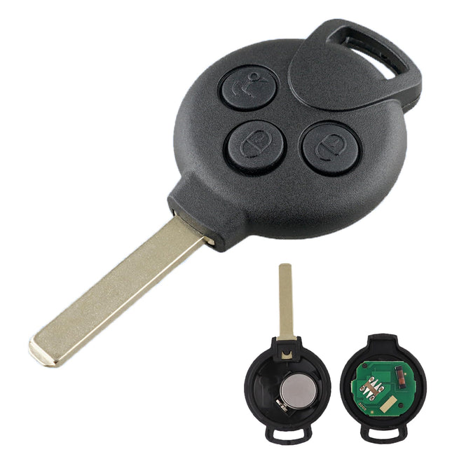 Südamekujuline hobune 3 nupuga Mercedes-Be-NZ nutikas auto kaugjuhtimispult, mis ühildub Smart Fortwo 451 Roadsteriga, autovõtmeümbrise vahetus 433 MHz PCF7941 kiibiga, akuga ja teraga