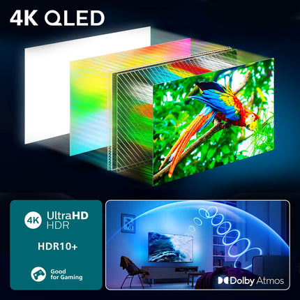 Philips Ambilight 65PUS8600 4K QLED nutiteler – 65-tolline ekraan koos P5 Perfect pildimootoriga Ultra HD, Titan OS, Dolby Vision ja Dolby Atmos heliga