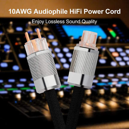 Audiophile HiFi toitekaabel, HiFi toitekaabel 10AWG EU toitejuhe, NEMA 5-15P IEC320-C15 emane pistik, 125V/15A kõlarite, subwooferite, plaadimängijate, võimendite, DAC-ide jaoks (süsinikkiust, 1,0 m/3,3 jalga)