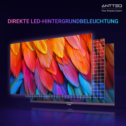 Antteq V43-AF3Q1-BT nutiteler 43-tolline (109 cm) televiisor, FHD, Vidaa OS, App Store, Bluetooth-juhtimine, Netflix/Prime Video/DAZN/UVM, WiFi, kolmekordne tuuner (DVB-T2/S2/C), hotellirežiim, 2025