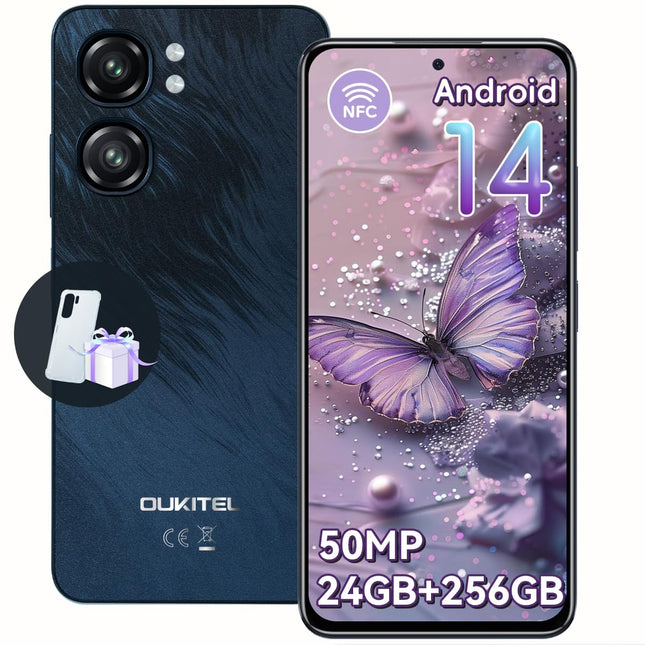 OUKITEL C58 Pro nutitelefon ilma lepinguta Android 14-24GB+256GB 50MP+8MP AI kaameraga mobiiltelefon ilma lepinguta 6,7-tolline 90Hz ekraan 5150mAh mobiiltelefon Soodne, NFC, GPS, kahe SIM-kaardiga 4G SIM-kaardi lukustuseta mobiiltelefonid