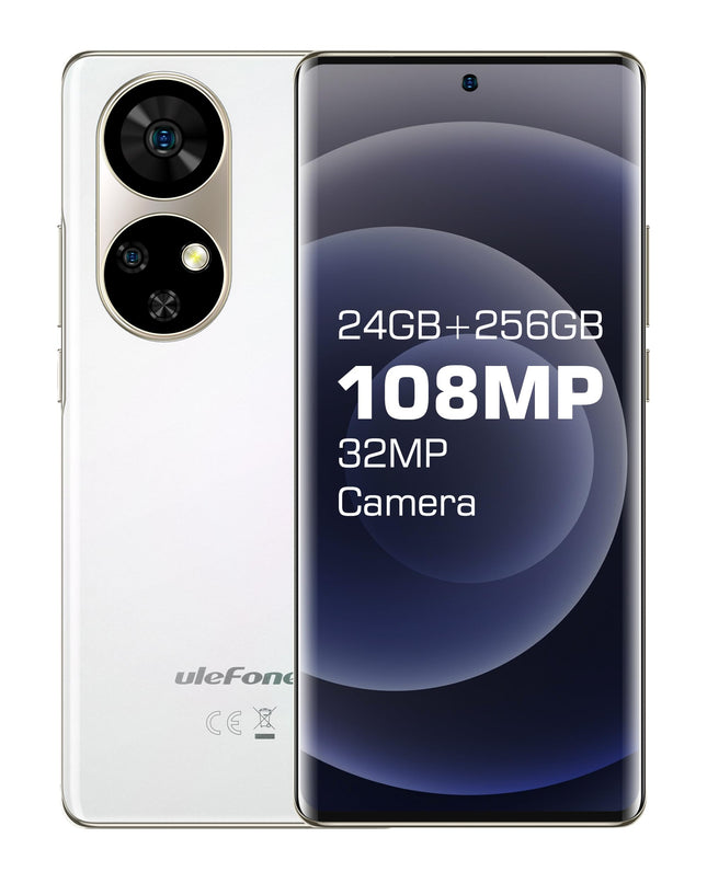 Ulefone Note 17 Pro Mobile Phone, Smartphone Without Contract 24GB RAM + 256GB ROM, 108MP + 32MP Camera with 6.78 inch Screen, 5050mAh Android 13 Smartphone Dual SIM 4G/OTG-White
