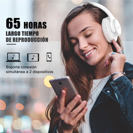 KVIDIO Bluetooth-kõrvaklapid, juhtmevabad kõrvaklapid 65-tunnise mänguajaga, intensiivne bass, juhtmevabad 5.2 Bluetooth-kõrvaklapid kõrva peale, kiire laadimine, pikk aku tööiga mobiiltelefonile