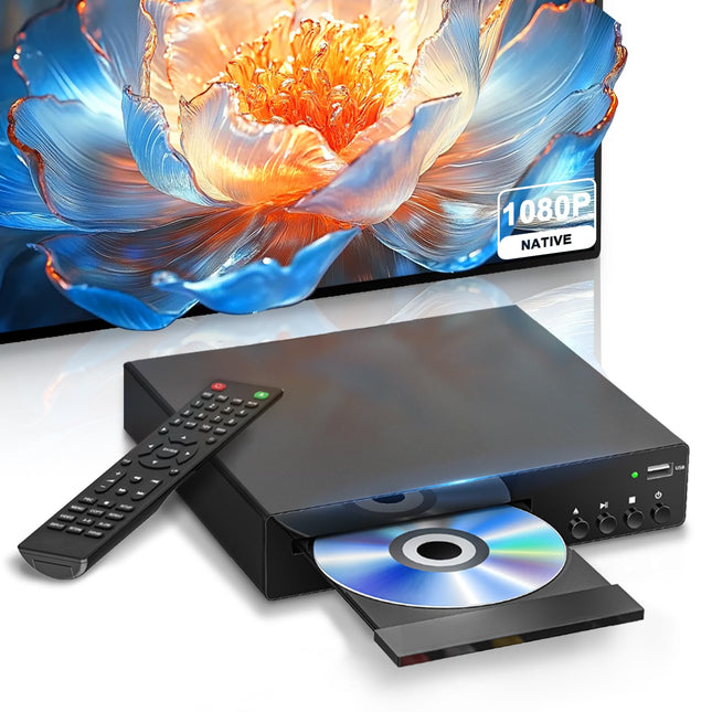 Kompaktne DVD-mängija HDMI-pordiga, Full HD 1080P DVD-CD-mängija teleritele, mis toetab NTSC/PAL süsteemi, sisseehitatud USB-port, regioonivabad DVD-mängijad, mis ühilduvad nutiteleri/helisüsteemiga