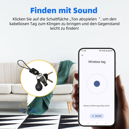 Androidi nutikas jälgimissilt, Google'i sertifitseeritud võtmeleidja, mis ühildub Find Hubi rakendusega (ainult Android), Bluetooth-võtmeleidja pagasi/kottide/kohvri/rahakoti jaoks, vahetatav aku, 4 tk must