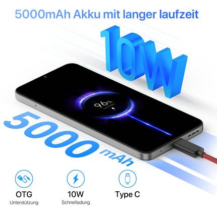 UMIDIGI mobiiltelefon ilma lepinguta, 16GB+128GB/1TB TF, 50MP+8MP, 6,6" HD+ ekraan, 5000mAh mobiiltelefonid, kaheksatuumaline 4G kahe SIM-kaardiga mobiiltelefon, G5 nutitelefon ilma lepinguta Android 13, sõrmejäljelugeja/näotuvastuse/OTG/GPS