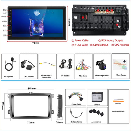 2G+64G CAMECHO Android 12 autoraadio navigatsiooniga VW Golf 5 6 Polo Skoda jaoks, 7-tolline ekraan Carplay, Android Auto Bluetooth HiFi RDS+ tahavaatekaamera