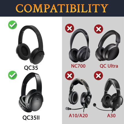 SoloWIT® Cooling Gel Replacement Ear Pads for Bose QuietComfort 35 (QC35) and Quiet Comfort 35 II (QC35 II) Over-Ear Headphones