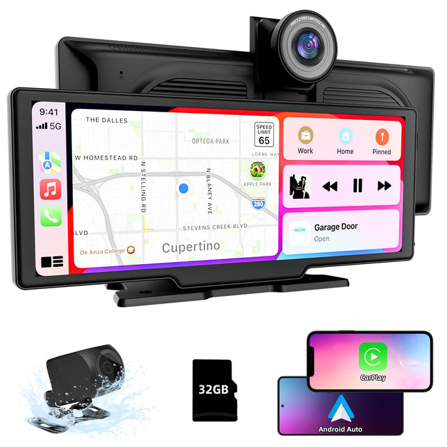 10,26-tolline Carplay ja Android Auto ekraan koos juhtmevaba CarPlay ja Android Auto toega, 4K esikaamera, 1080P tahavaatekaamera, Bluetooth, Mirror Link, FM-saatja, AUX-kaabel, TF-kaart