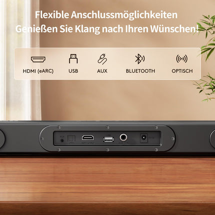 TONOR 2.1 teleri heliriba Dolby Atmosega, 5.3 Bluetooth-heliriba subwooferiga telerile, 3 ekvalaiseri režiimi/BASSMX/ruumilise heli kõlarid telerile/arvutile, kodukino helisüsteem, HDMI ARC/optiline/AUX/USB