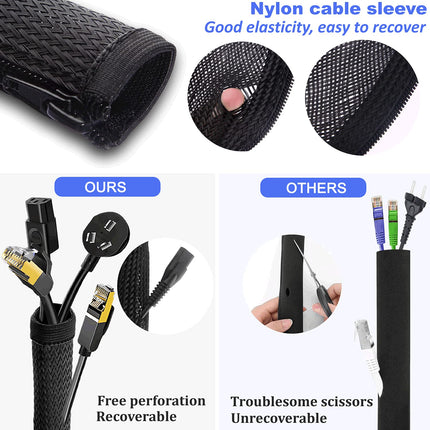 Upxdumi lukuga kaablihalduskomplekt arvutile/telerile 10 korduvkasutatava kaablisidemega koju ja kontorisse, pikkus: 120 cm (must)