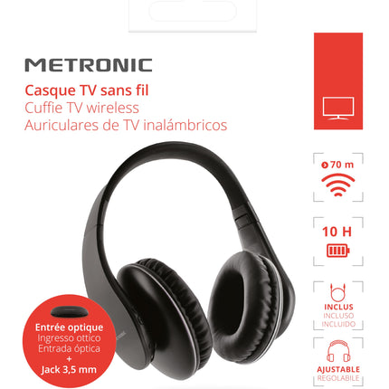 METRONIC juhtmevabad TV stereo kõrvaklapid, digitaalne optiline sisend, kerged ja ergonoomilised, helitugevuse reguleerimine kõrvaklappidel - 480200