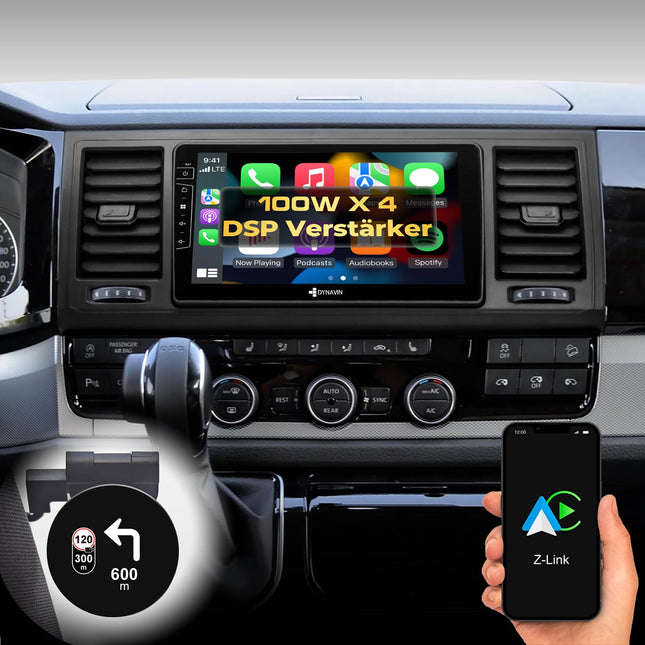 DYNAVIN Android Car Radio Navigation for VW T6 Transporter, 9-inch OEM Radio with Wireless CarPlay and Android Auto | Head-up Display | Incl. DAB+: D9-T6 Premium Flex