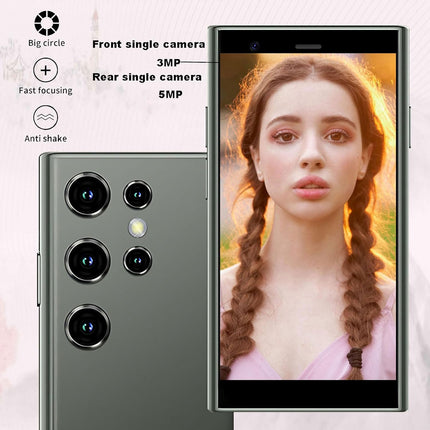 Hipipooo mininutitelefon, 3-tolline Android 9.0, kahe SIM-kaardiga minitelefon, 1950 mAh aku, 3 MP + 5 MP kaamera, Face ID, 2 GB + 16 GB (4G-roheline)