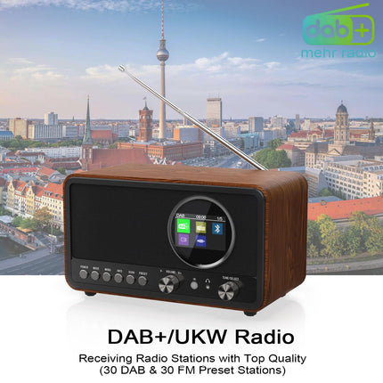 MONODEAL DAB-raadio (DAB+, DAB Plus, FM, 5W HiFi kõlar, kõrvaklapipesa, TFT-ekraan, nuppudega juhtimine), köögiraadio 60 eelseadistatud jaamaga, unetaimeri edasilükkamine