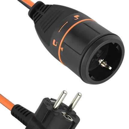 Electraline 01650 pikendusjuhe 3M 3G1.5 koos Electralock pistikupesaga ja toiteühenduse lukustussüsteemiga, mis hoiab ära ühendatud seadme juhusliku lahtiühendamise selle kasutamise ajal.