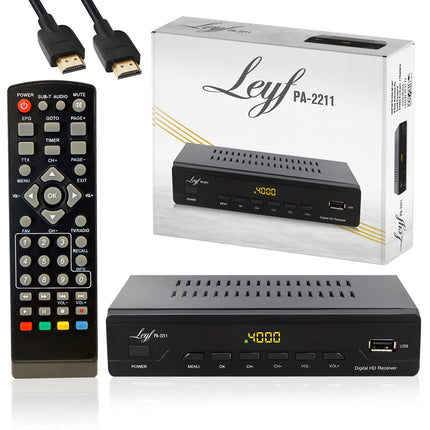LEYF PA-2211 Cable Receiver DVB-C Digital Cable TV Full HD TV (DVB-C / C2, HDTV, DVB-T/T2, HD, SCART, USB) + HD Cable, Cable TV suitable for all cable providers