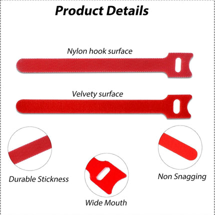 Reusable Cable Ties, Adjustable Multifunctional Cable Ties, Wire Organizer, Black Hook and Loop Nylon Cable Guide for PC Cable Management, Organizing Cables, TV,