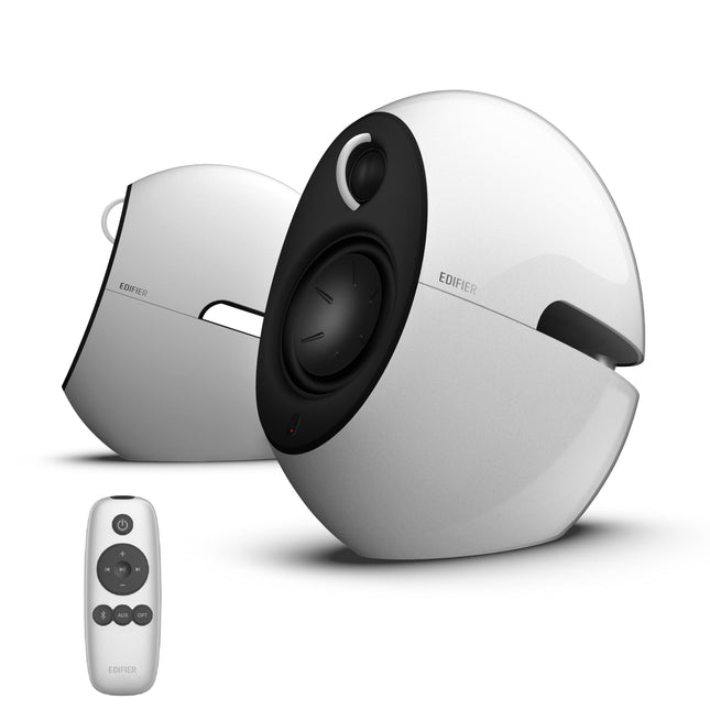 Edifier E25HD Bluetooth kõlarikomplekt – 74 vatti – suurepärane helikvaliteet bassrefleksmembraaniga – LDAC tehnoloogia – Bluetooth 5.3 – elegantne disain – optilised + Aux ühendused – valge