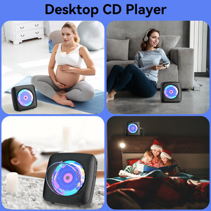 Raadio CD-mängijaga lastele: Kegaudio kaasaskantav CD-mängija Bluetooth-kõlariga, esipaneeliga, kaugjuhtimispuldiga, taimeriga, USB-taasesitusega, AUX-taasesitusega, must