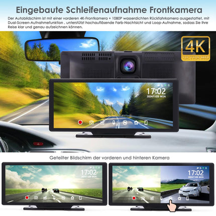 iFrego 4K Apple Carplay 10,26" Carplay esikaameraga Carplay Android Auto ekraan eksklusiivse kinnitusega Kaasaskantav kahe Bluetoothiga Siri Google'i navigatsiooniga Tagurduskaamera Digitaalne meediavastuvõtja