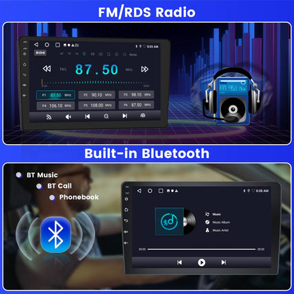 Inefala Radio for Hyundai i10 2007-2013 Android 2+64G with Wireless CarPlay Android Auto, 9 inch screen with EQ 26UI FM RDS GPS Bluetooth WiFi SWC AHD Rear view camera